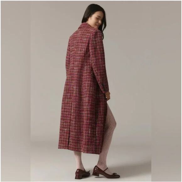 Avec Les Filles Single Breasted Tweed Maxi Coat Boucle Long Tweed Size Small New - Picture 4 of 14